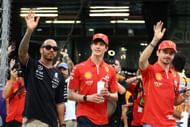 Lewis Hamilton with Ollie Bearman and Charles Leclerc at the 2024 Saudi Arabian GP - Source: Getty